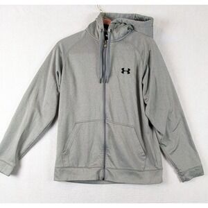 Under Armour Mens Gray Full Zip Hoodie M‎ Medium Loose Fit Polyester
